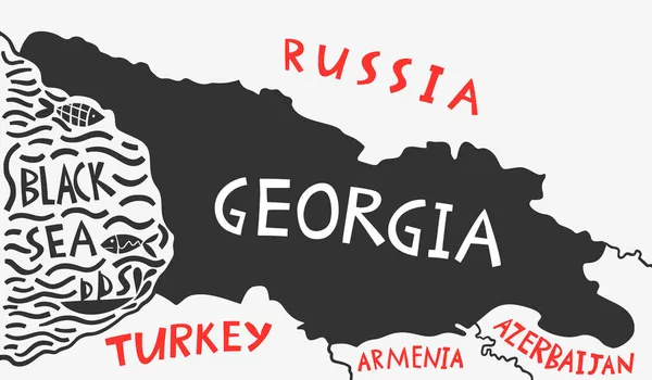 Vector Dibujado Mano Mapa Estilizado Georgia Ilustración Viajes Saqartvelo Forma — Archivo Imágenes Vectoriales
