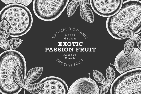 Bannière Fruits Passion Dessinée Main Illustration Vectorielle Fruits Frais Bio — Image vectorielle