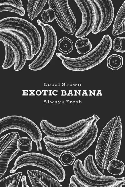 Kézzel Rajzolt Vázlat Stílusú Banán Banner Organikus Friss Gyümölcs Vektor — Stock Vector