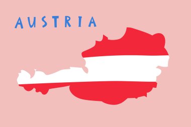 Vector hand drawn stylized map of Austria. Travel illustration. Republic of Austria geography illustration. Europe map element