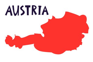 Vector hand drawn stylized map of Austria. Travel illustration. Republic of Austria geography illustration. Europe map element
