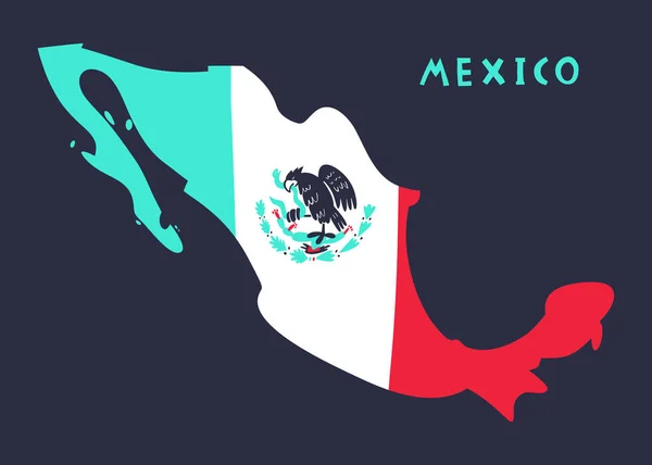 Vector Dibujado Mano Mapa Estilizado México Ilustración Viajes United Mexican — Archivo Imágenes Vectoriales