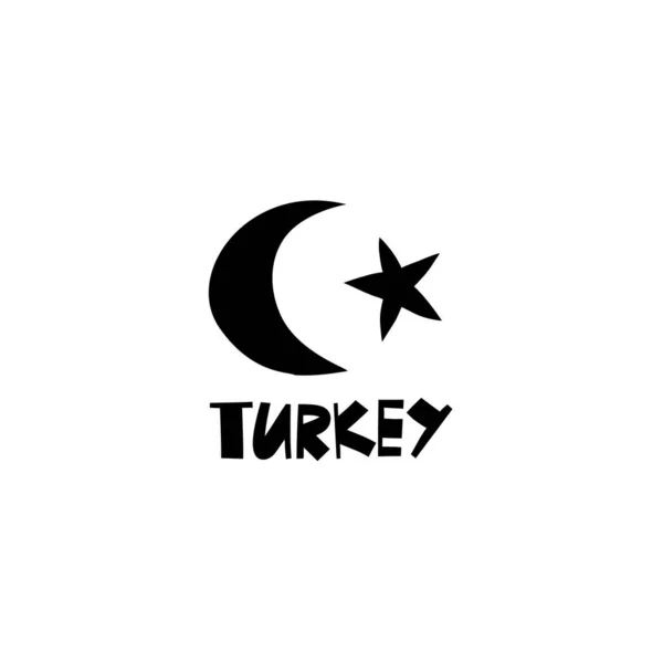 Vector Hand Drawn Symbol Turkey Travel Illustration Republic Turkey Signs — Vector de stock