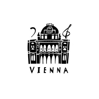 Vector hand drawn symbol of Austria. Travel illustration of Austrian signs. Hand drawn lettering illustration. Landmark logo