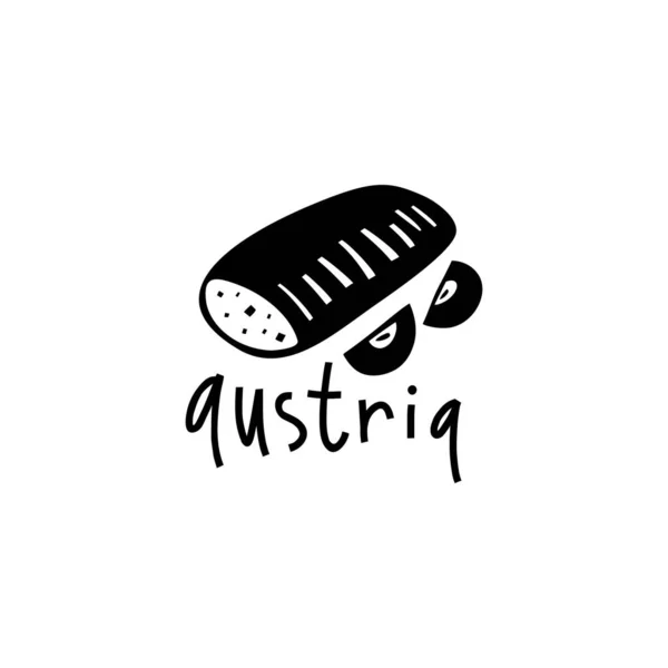 Vector Hand Drawn Symbol Austria Travel Illustration Austrian Signs Hand — Wektor stockowy