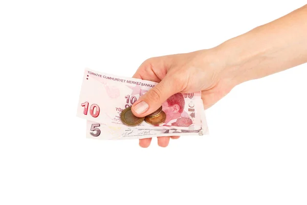 Турецькі Гроші Руці Ізольовані Білому — стокове фото