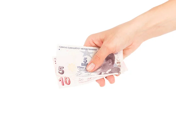 Турецькі Гроші Руці Ізольовані Білому — стокове фото