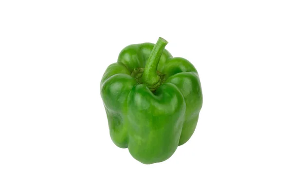 Green Raw Bell Pepper White Background — Stock Photo, Image