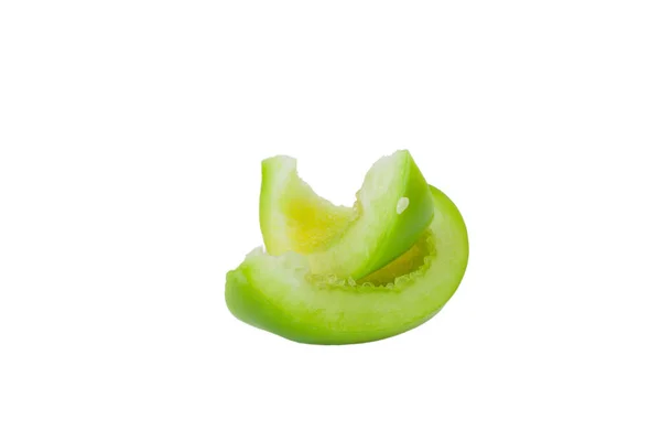 Groene Rauwe Paprika Witte Achtergrond — Stockfoto
