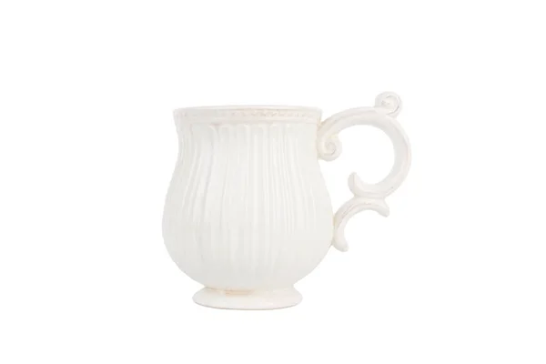 Brocca Ceramica Bianca Isolata Sfondo Bianco — Foto Stock
