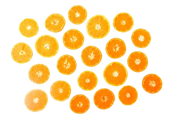 Fond Moitiés Oranges Mûres Mandarines Isolé — Photo