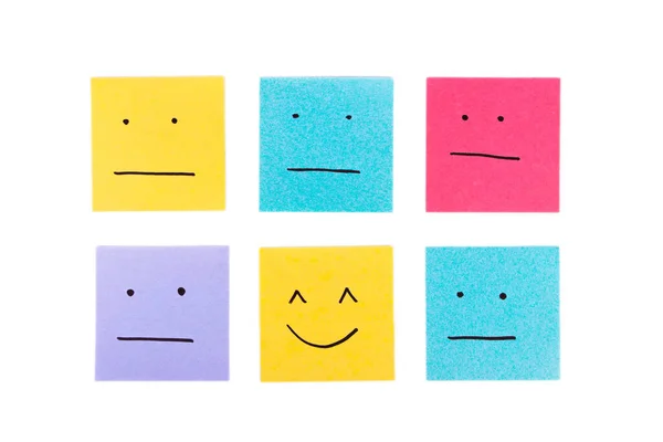 Set Funny Colored Stickers Different Emotions Top View — ストック写真