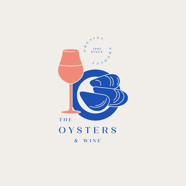 Plantilla vectorial logotipo e icono para productos de mariscos-ostras. Emblemas para restaurante y cafetería. — Archivo Imágenes Vectoriales