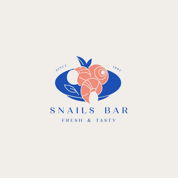Modèle vectoriel logo et icône pour les produits de la mer escargots. Emblèmes pour restaurant et café. — Image vectorielle