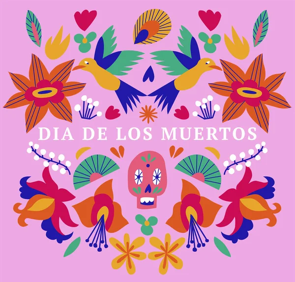 Bannière d'illustration vectorielle avec des fleurs mexicaines pour Jour des morts, Dia de los moertos. Fiesta, affiche de vacances, flyer de fête. — Image vectorielle