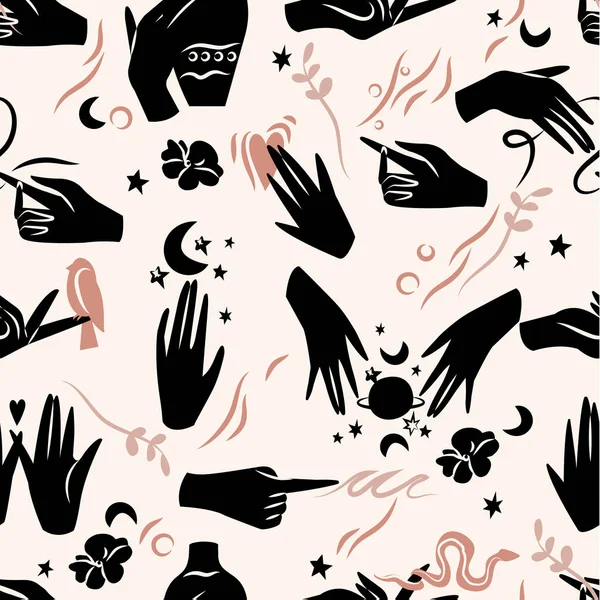Векторная Иллюстрация Женские Руки Разных Жестах Абстрактный Символ Косметики Упаковки — стоковый вектор