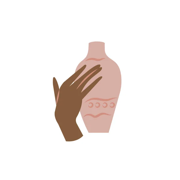 Vector Illustration Female Hand Holding Jar White Background Concept Hamdmade — Διανυσματικό Αρχείο