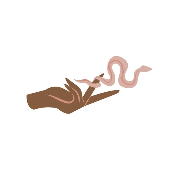 Vector Illustration Female Hand Snake Isolated White Background — Vetor de Stock