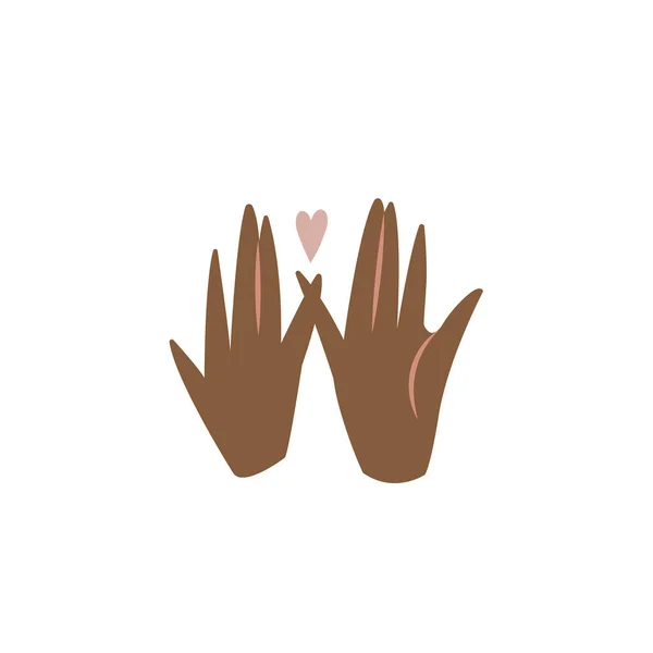 Vector Illustration Crossing Female Hands Heart Isolated White Background Love — 스톡 벡터