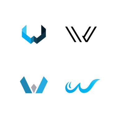 W harfleri iş logosu, simge ve semboller şablon tasarımı
