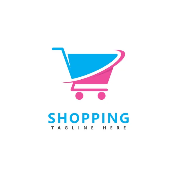 Warenkorb Shop Logo Icon Design Einkaufswagen Illustration Vektorvorlage — Stockvektor