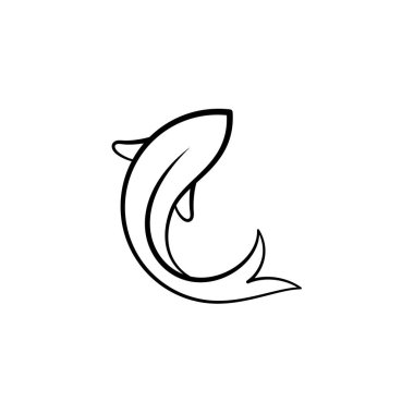 Balık çizgisi simgesi, soyut balık vektör çizimi