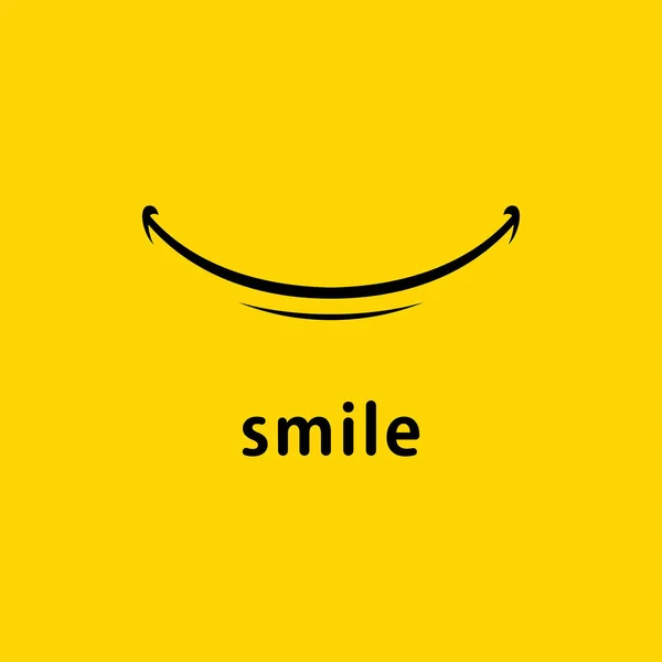 Smile Icon Vector Template Design Yellow Background — Stock Vector