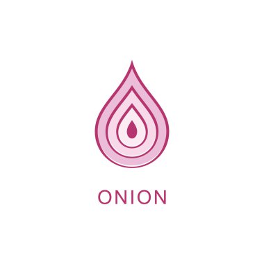 Soğan logosu vektörü, kırmızı soğan ikonu. İllüstrasyon Basit soğan sembolü