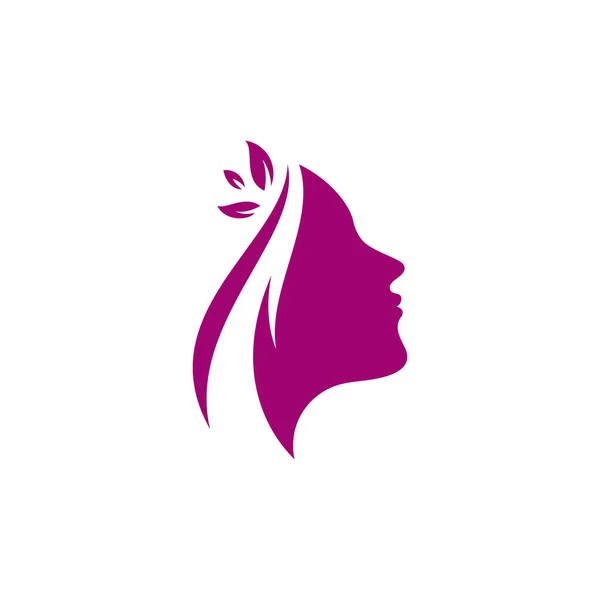 Kadın Silueti Logo Başı Logo Vektör Tasarımı — Stok Vektör