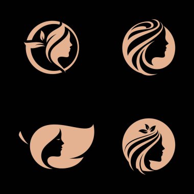 Kadın kuaför logosu lüks vektör tasarımı