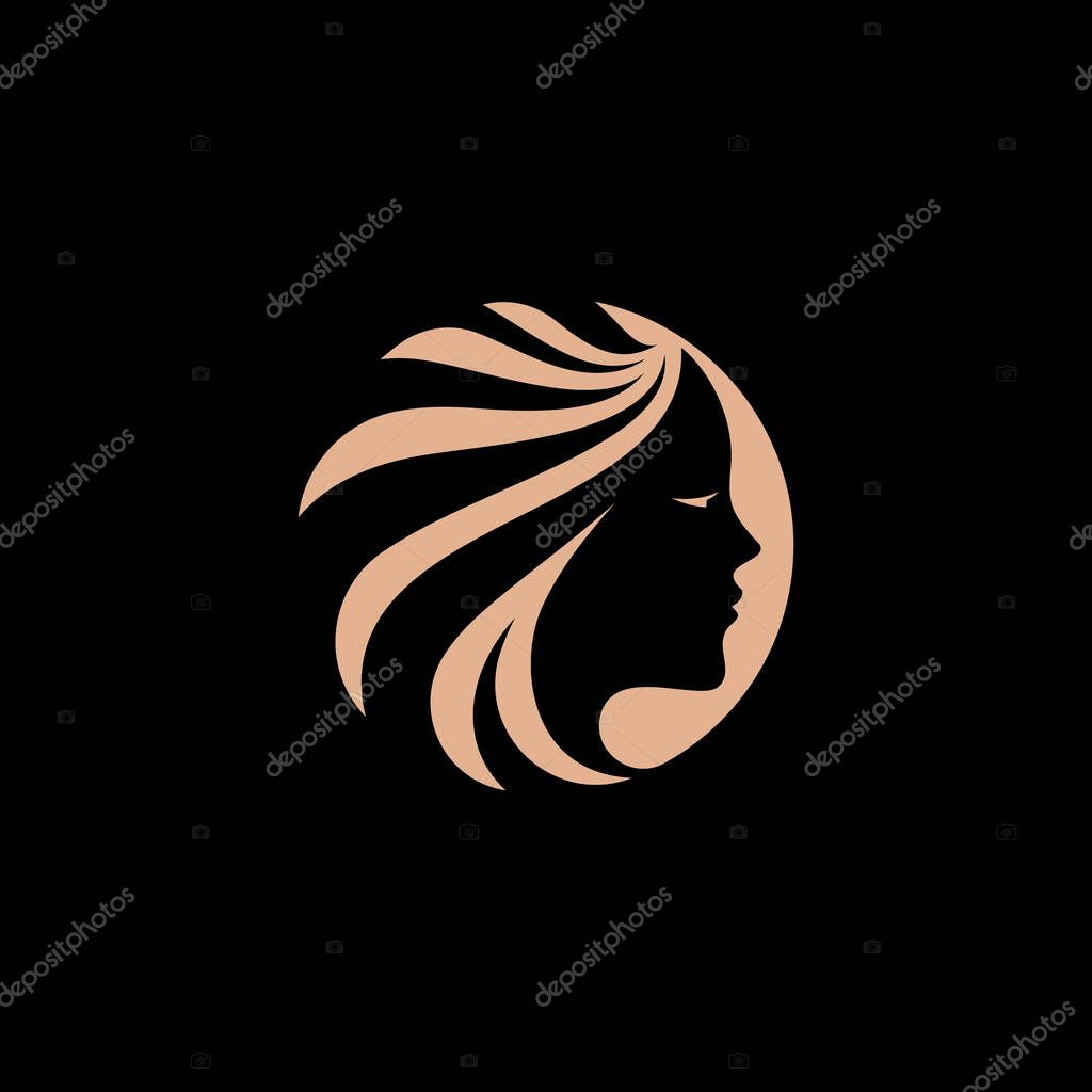 Woman hair salon logo design luxury Vector