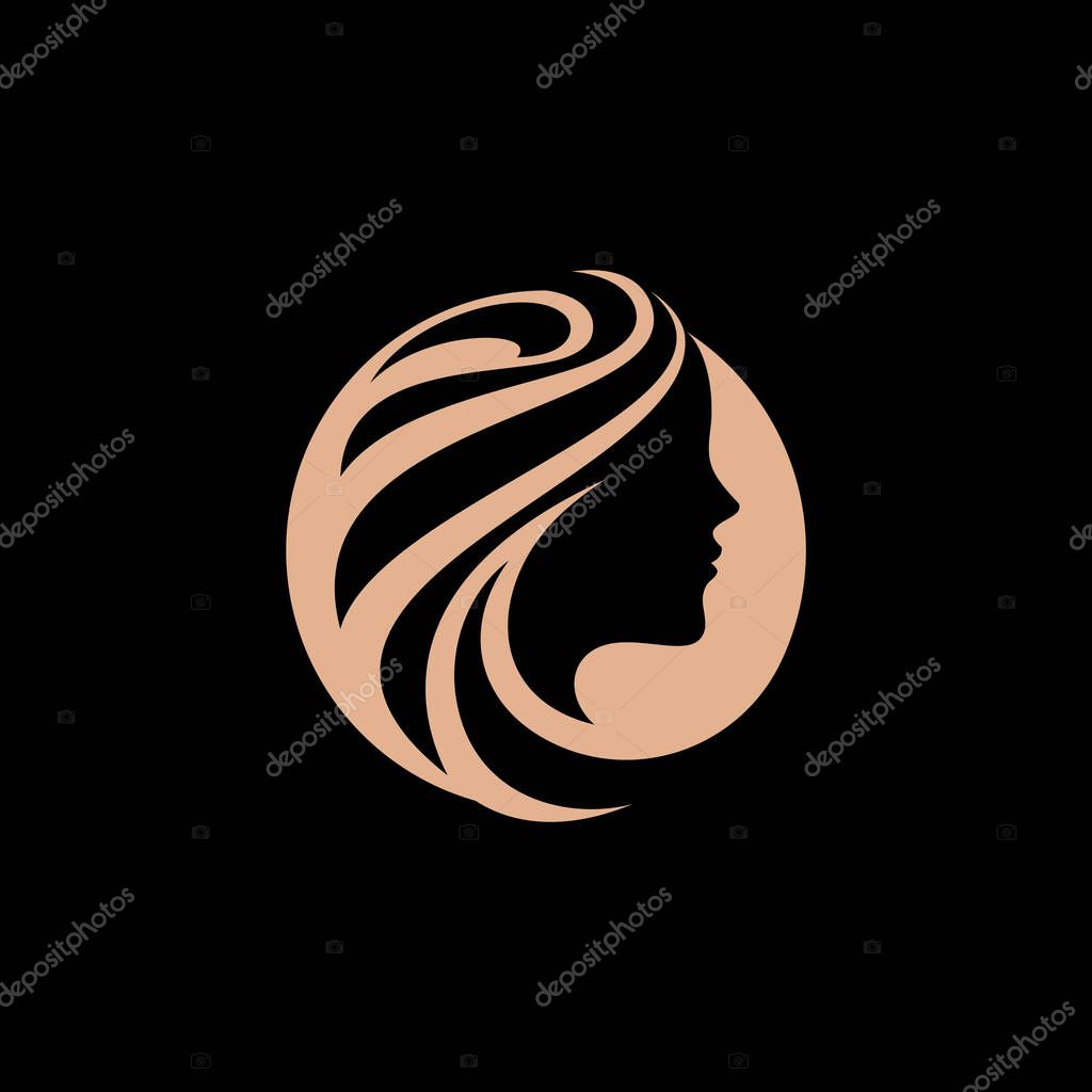 Woman hair salon logo design luxury Vector