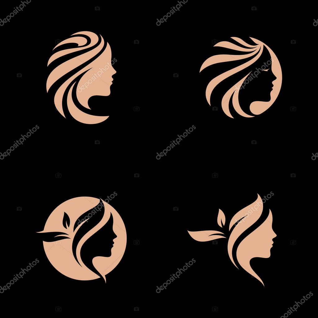 Woman hair salon logo design luxury Vector