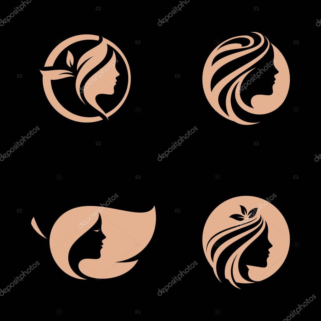 Woman hair salon logo design luxury Vector
