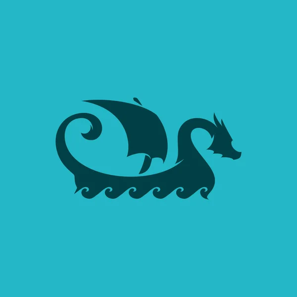 Ejderha şekilli vektör resimli Viking gemisi logosu