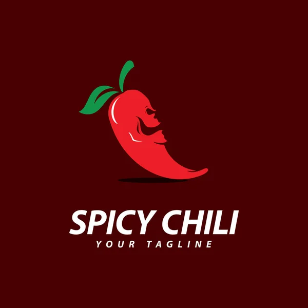 Logo Chili Dengan Templat Simbol Makanan Pedas Wajah Tengkorak - Stok Vektor