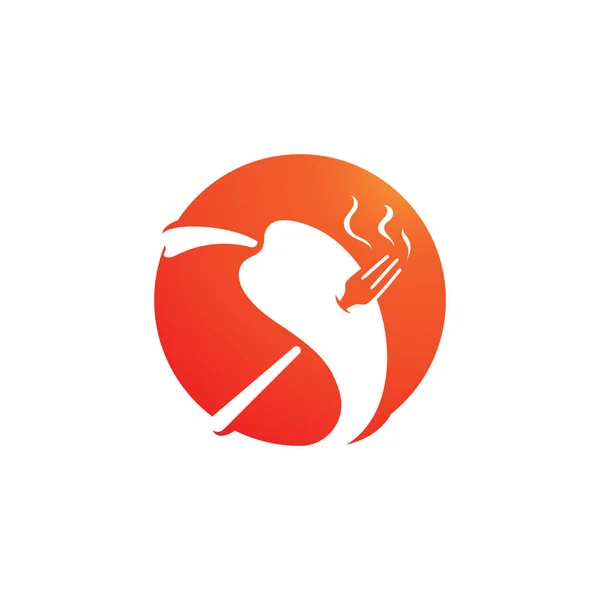 フォークベクトルスパイシーなフードシンボルテンプレートとチリのロゴ — ストックベクタ