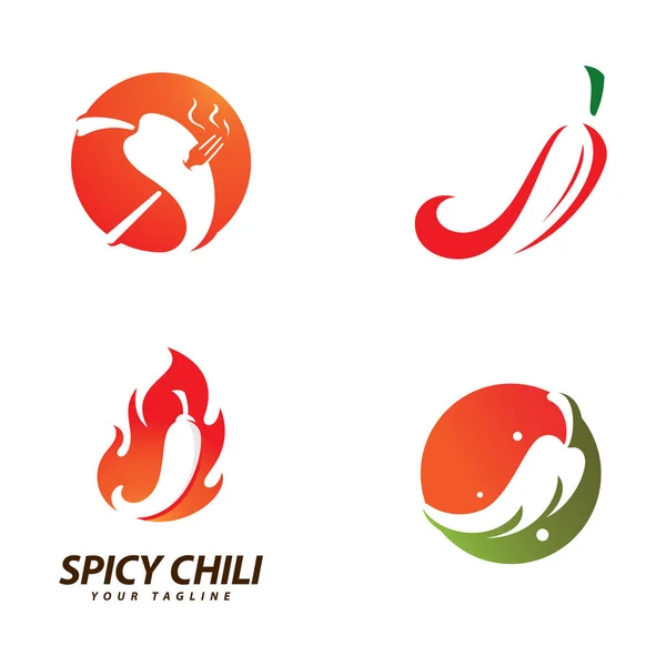 Chili Logo Vektor Vorlage Für Scharfe Lebensmittel Symbole — Stockvektor