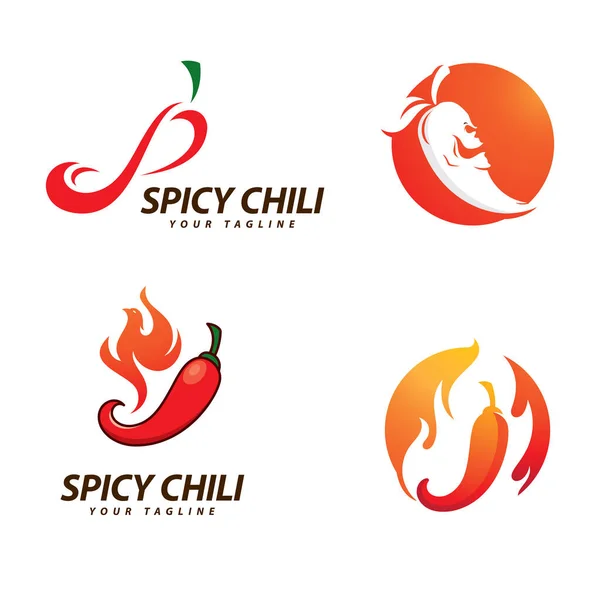 Chili Logo Vektor Vorlage Für Scharfe Lebensmittel Symbole — Stockvektor