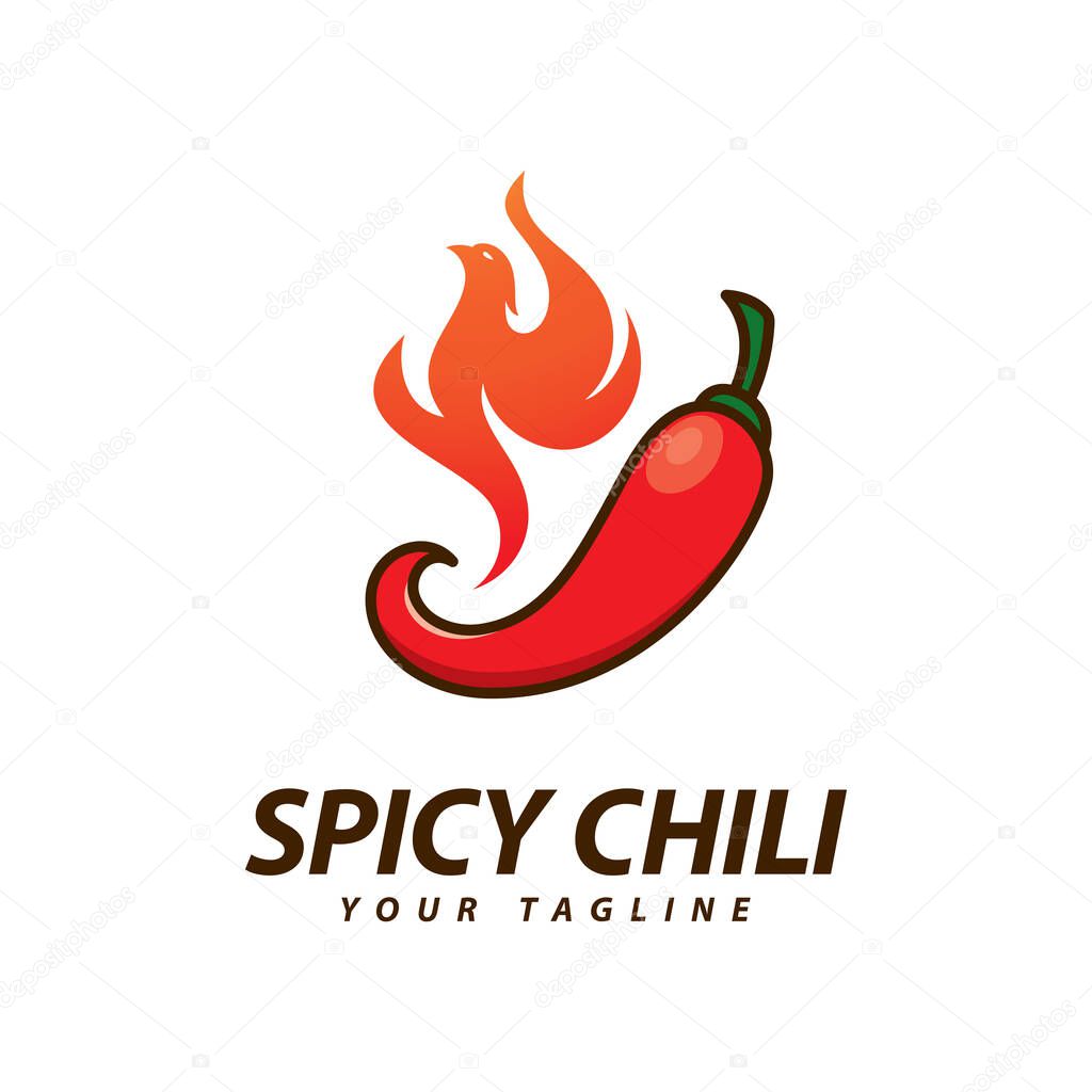 Chili logo vector Spicy food symbol template