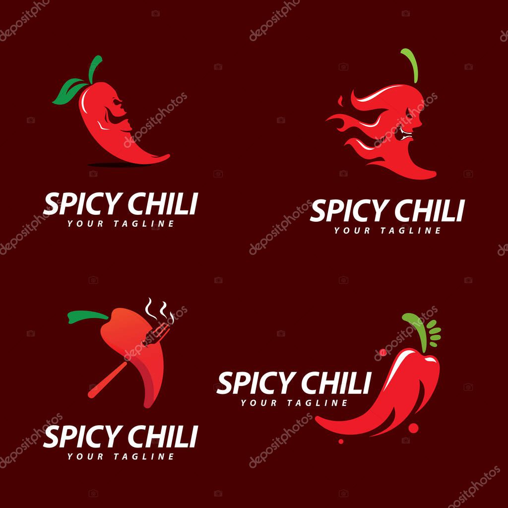 Chili logo vector Spicy food symbol template