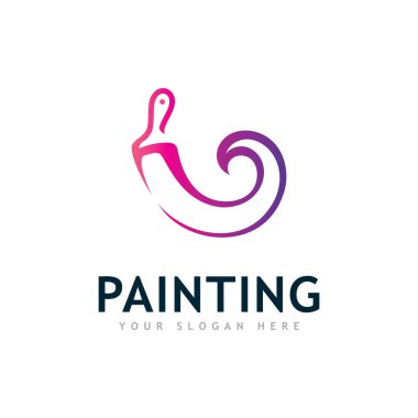 Lüks tasarım tarzında boyama logosu. Yaratıcı Fırça konsepti 