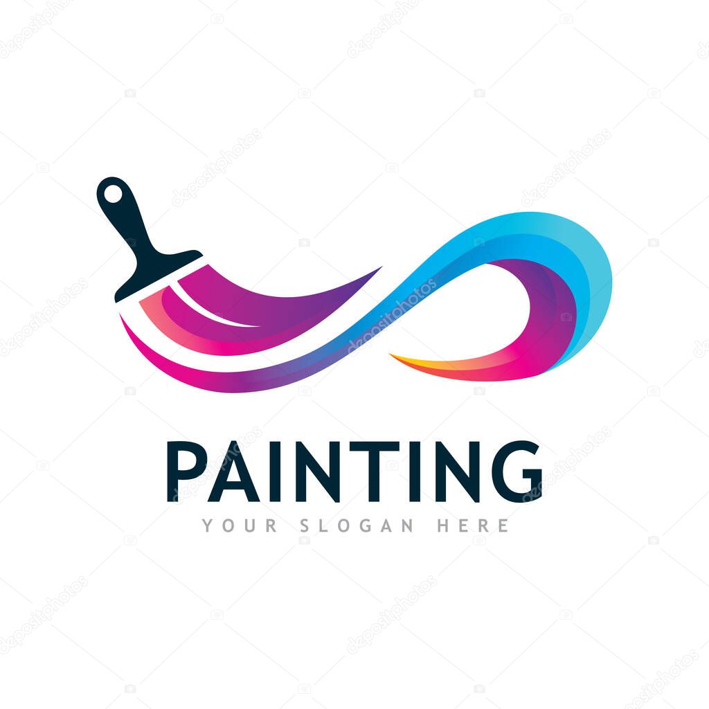 Paint logo full color luxury design style. Creative Brush concept