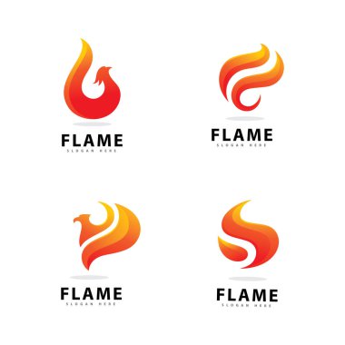 Gradyan Renkli Soyut Ateş Alev Logosu Sembolü 