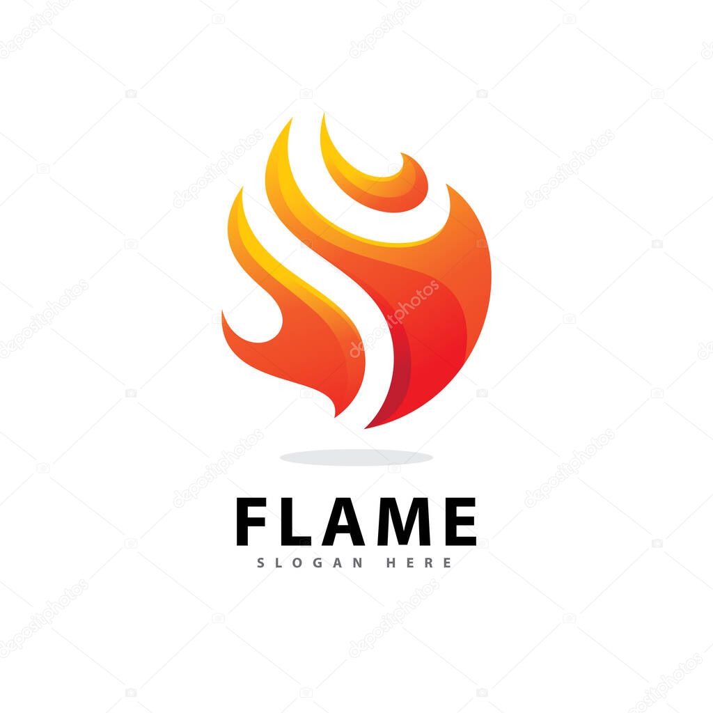 Abstract Fire Flame Logo Symbol with Gradient Color 