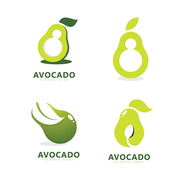 Modelo Logotipo Fruta Abacate Símbolos Alimentares Saudáveis —  Vetores de Stock