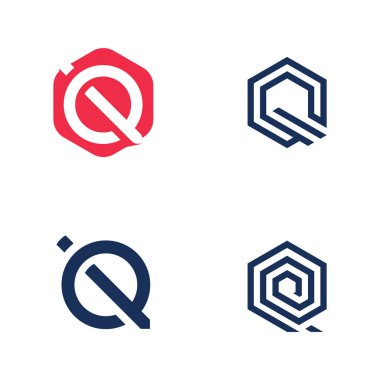 Q harfi ilk logo vektör şablonu tasarımı