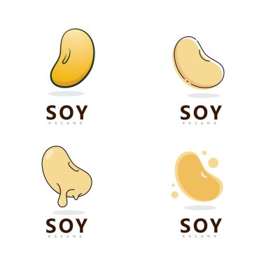Soya fasulyesi logo vektör şablonu tasarımı. Sağlıklı Gıda basit vektör çizimi