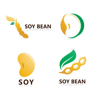 Soya fasulyesi logo vektör şablonu tasarımı. Sağlıklı Gıda basit vektör çizimi