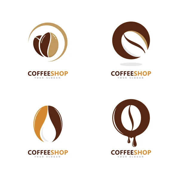 Coffee Shop Minimalist Vector Logo Coffee Beans Logo Template — Stock Vector